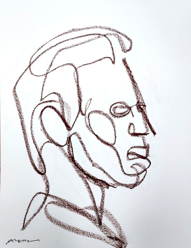 Aleph Hand Painted Face 14x11 Minimalist Expressionist Original Gallery Paper gallery