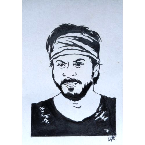 6PcsACEO Original Famous Actor Men Figure Black Pen Acrylic Art Card Hand Paint gallery