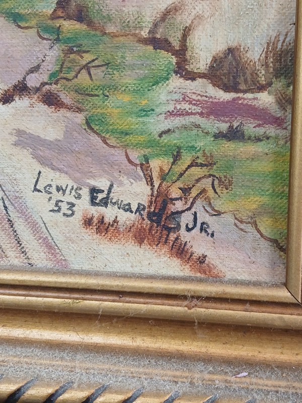 1953 Vintage Original Oil Painting of A Winter Day Signed Framed Unknown Artist gallery