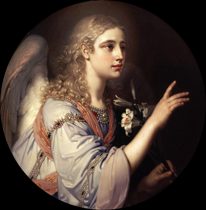 Art Oil painting ovikovskii Vladimir Archangel Gabriel girl angel flowers canvas