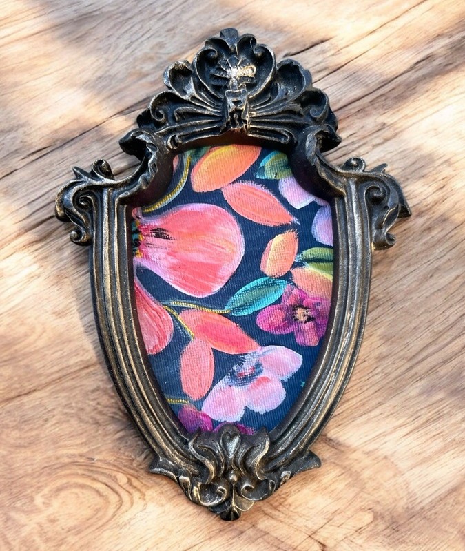 Floral Hibiscus Tropical Plants vintage style ornate frame