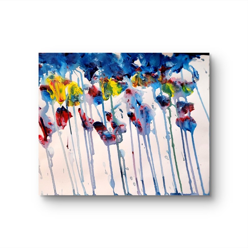 Splash Colorful Flowers In Neo Expressionist Original Wall 11x14 Paper gallery