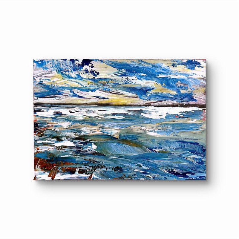 Gerard 5×7 inch – Abstract Expressionist Original Painting Paper Seascape