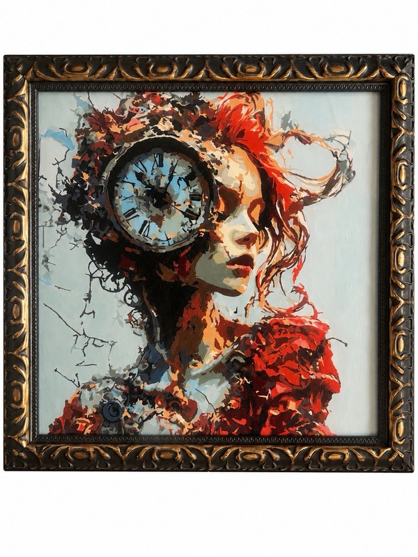 Original Lady Brittony Clare Martin Of Blairadam Scotland Painting “Clock Girl”