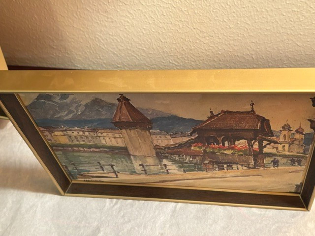A.Marc ,Nicolas Markovitch Watercolor Painting Lithograph SWISS SCENES PAIR SEE gallery