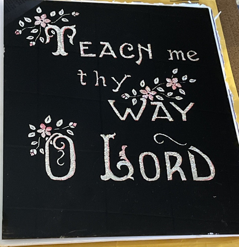 Vintage Tin Foil Folk Art Reverse Painted God Bless Our Home Picture Religious