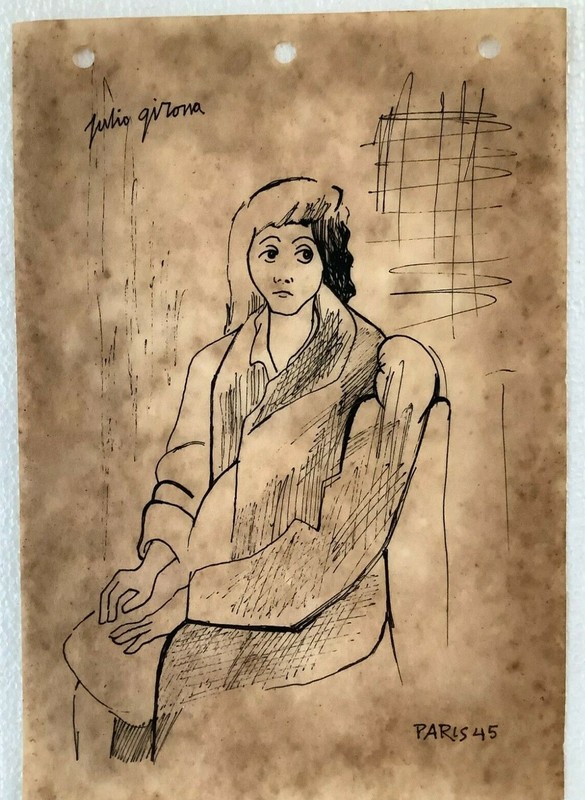 Drawing by Julio Girona. Jeune, 1945. Ink on paper. Original signed gallery