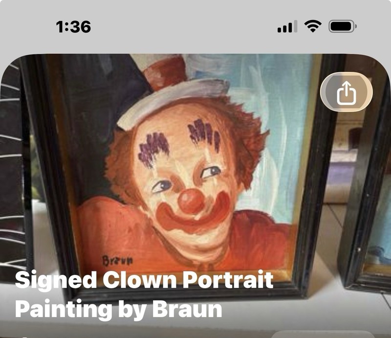 Painting Portrait Of A Clown By Braun Vintage 1950s gallery