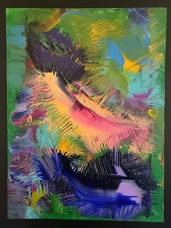 Original Painted Abstract Arcrylic On Canvas 9×12 Gloss Wall Art Abstract Splash