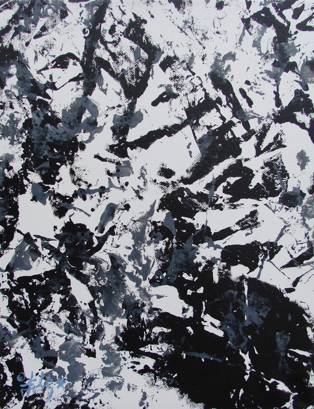 Modernist ABSTRACT PAINTING Expressionist MODERN ART B & W PRECEPTION FOLTZ $