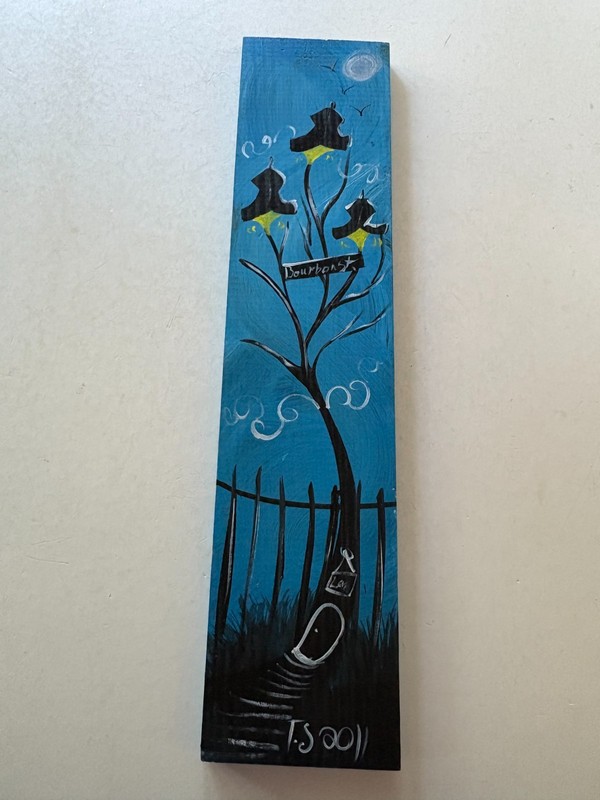 New Orleans Bourbon St 24″ Street Art Wood Board Painting Original By T.S. 2011