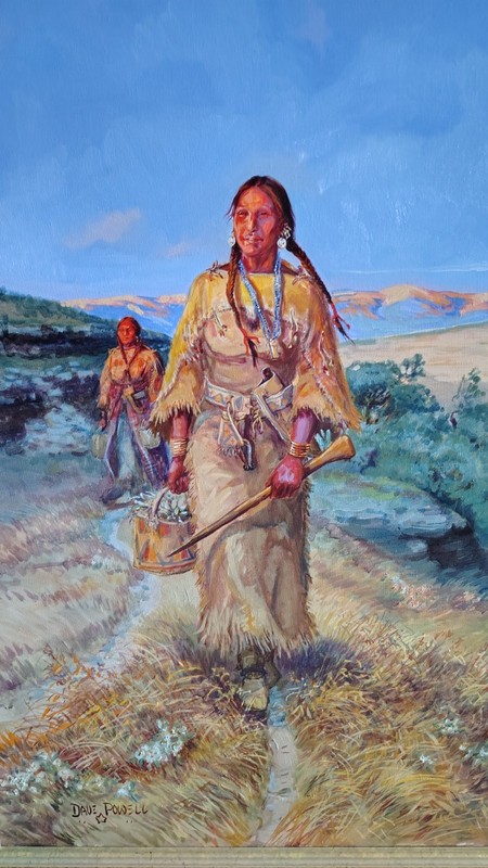 DAVE POWELL (American B. 1954) Western Indian Painting Titled TIPSLA MOON 32×25