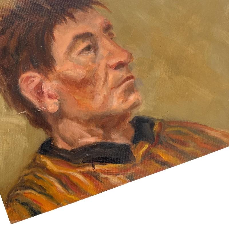 Vtg Oil Portrait Student Study Canvas Board Signed LS Male Side Profile Painting gallery