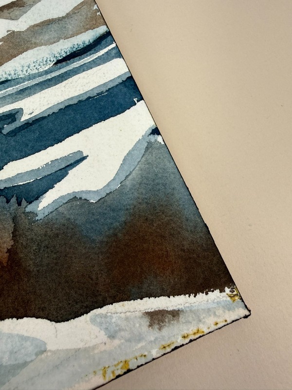 J. Hayes Original Watercolor Painting 1984 Taos Pueblo New Mexico Snow Landscape gallery
