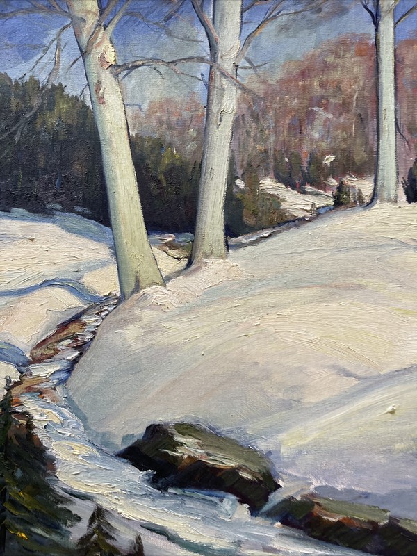 Antique Painting American Winter Mountain Landscape Impressionism California Old gallery