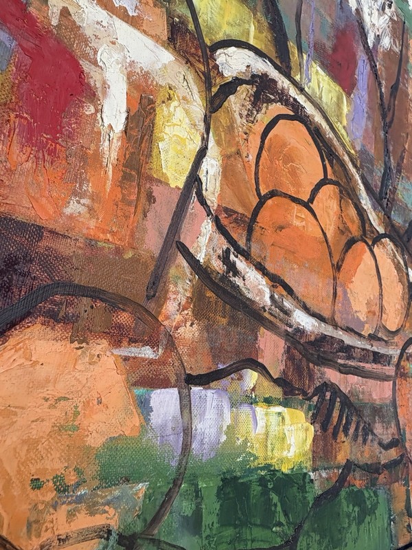 Vintage 1960’s MCM Still Life Oil Painting Signed gallery