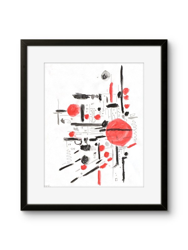 Bright Colorful Abstract Art Original 11×14 Neo Expressionism Geometric Signed