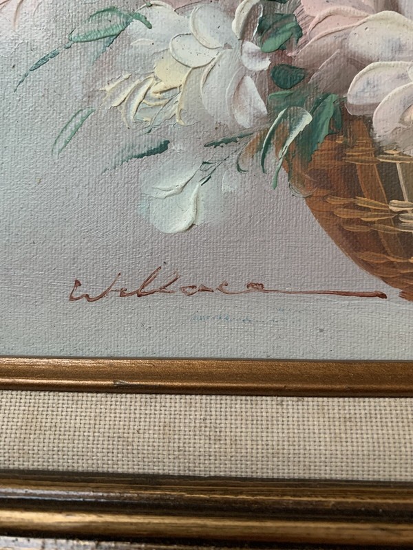 James Wallace Original Still Life Flowers Oil On Canvas Signed Painting 17x15 gallery