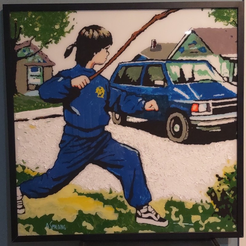 Alex Spalding Protector Signed Framed Contemporary Plexi Painting 2024 37×37