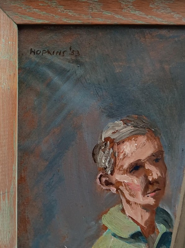 James R. Hopkins Oil on Paper Self Portrait Artist in Residence 1953 gallery