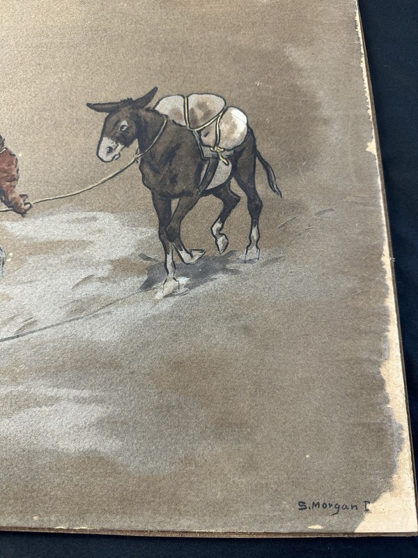 S. MORGAN BRYAN 4) Western Cowboys & Indians Horseback Paintings On Board Ink TX gallery