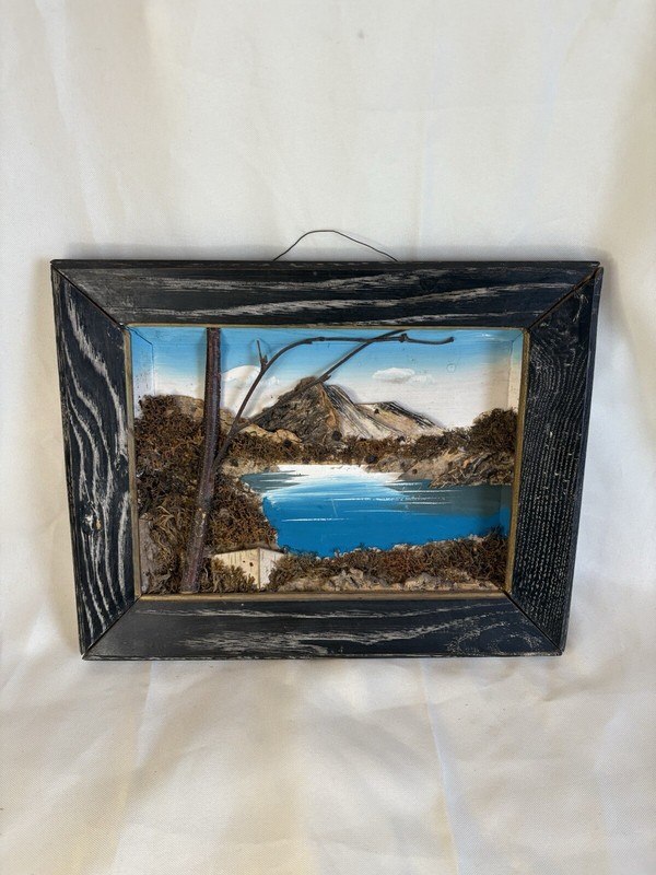 Vintage Natural Bark and Moss Picture 3D Landscape Art Japan Handmade Scenery 💕