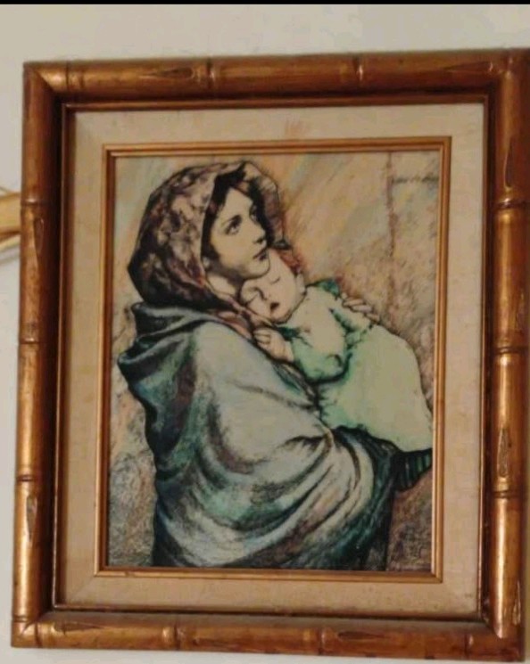 Virgin Mary and Child in Opal Inlay artwork. religious art