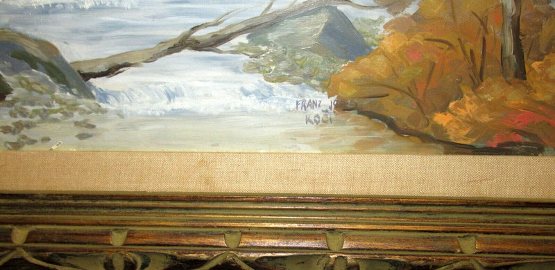 FRANZ JOSEF KOCI CANADIAN RIVER CREEK ORIGINAL OIL ON BAORD LANDSCAPE PAINTING gallery