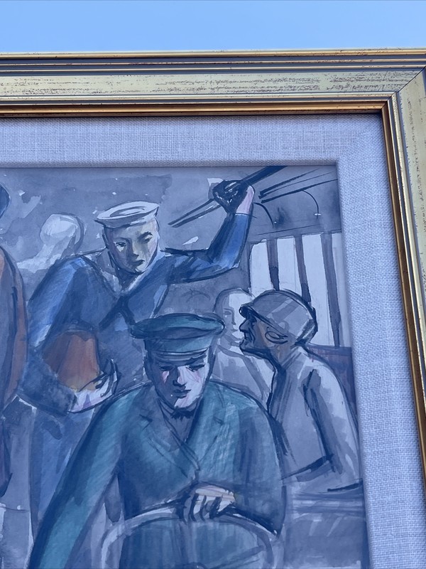 ANTIQUE PORTRAIT Painting Regionalism Bus WALTER E COHEN JR 1930’s Wpa Masterful gallery