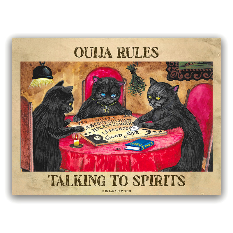 POSTER RYTA HALLOWEEN WITCH BLACK CAT SALEM CATS OUIGA BOARD SPIRIT Folk Art 🎃