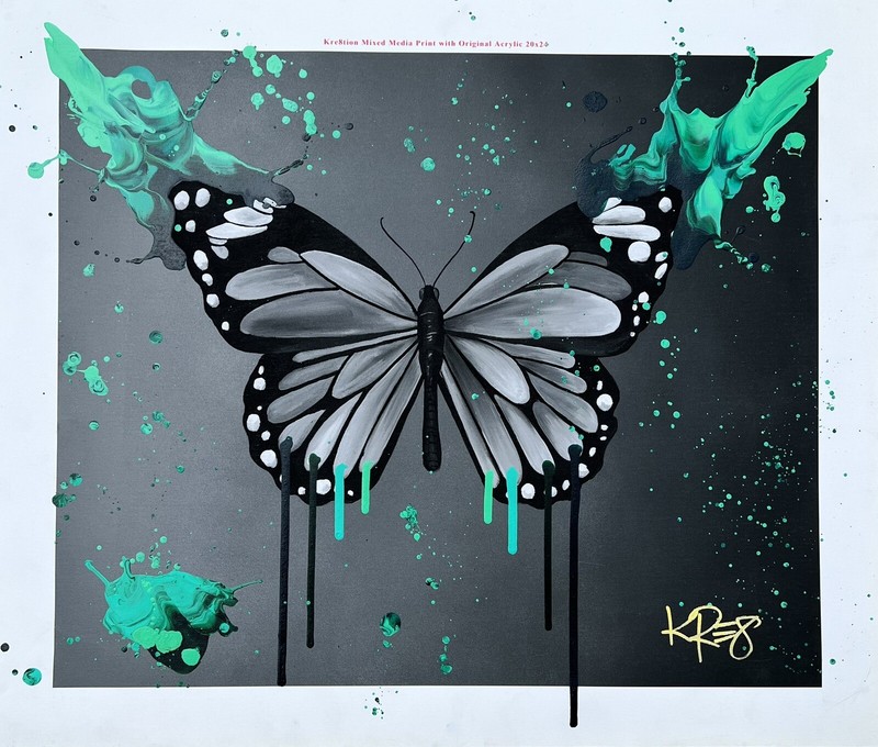 Streamline Chaos Authentic Mixed Media On Canvas Painting By Kre8