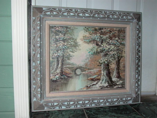 Landscape Framed Oil Painting Signed by Artist Romeo