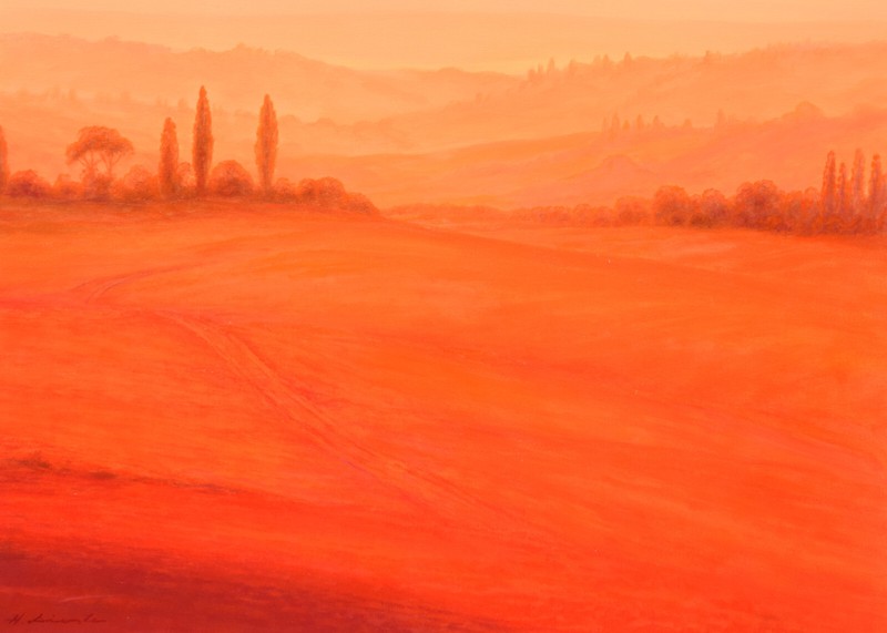 Hermann Dieste * 1931 Dortmund / Painting "Tuscany" Italy Large Format Mediterranean gallery