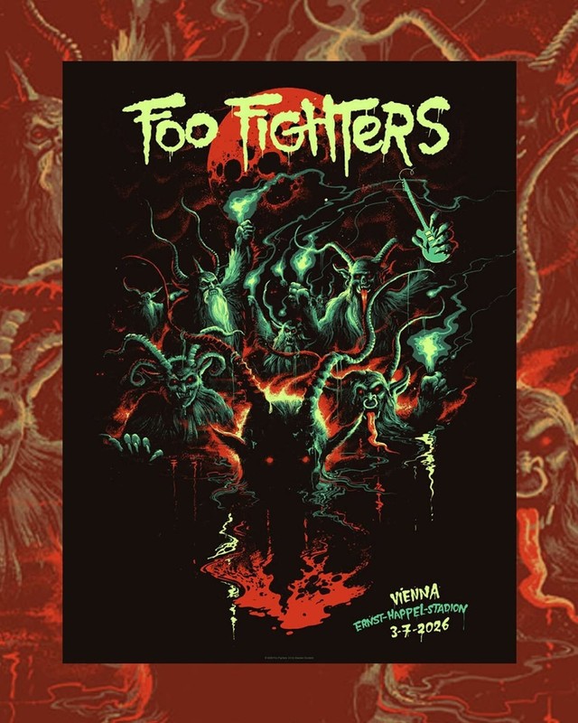 FOO FIGHTERS Concert Poster 2026 Vienna Ernst-Happel-Stadion Tour Krampus Art