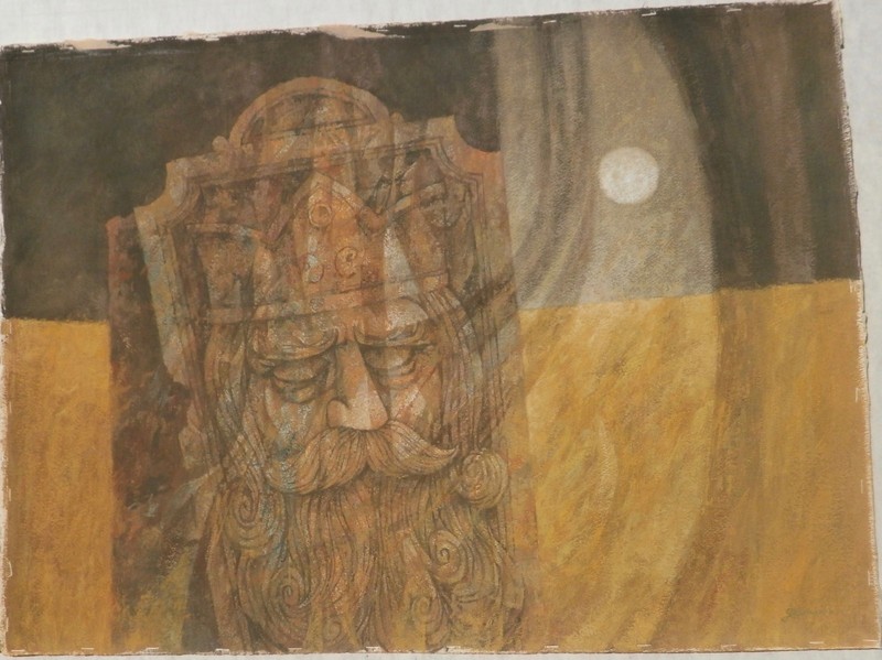 "The Fallen King" in Moonlight Casein 31 x 23 Painting-1967-William Gorman gallery