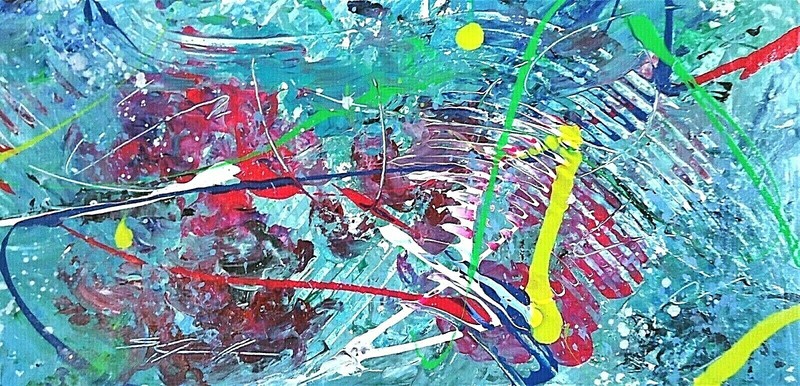 ORIGINAL ARTWORK Acrylic «Fruit Fusion» 12H x 24W stretched canvas Steven Graff