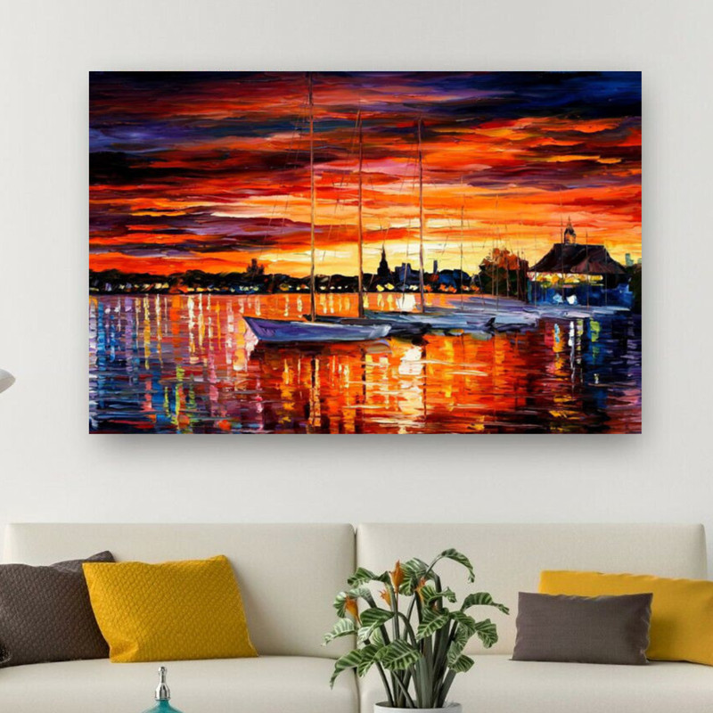Leonid Afremov HELSINKI – SAILBOATS 30″x24″ LIMITED EDITION GICLEE ORIGINAL