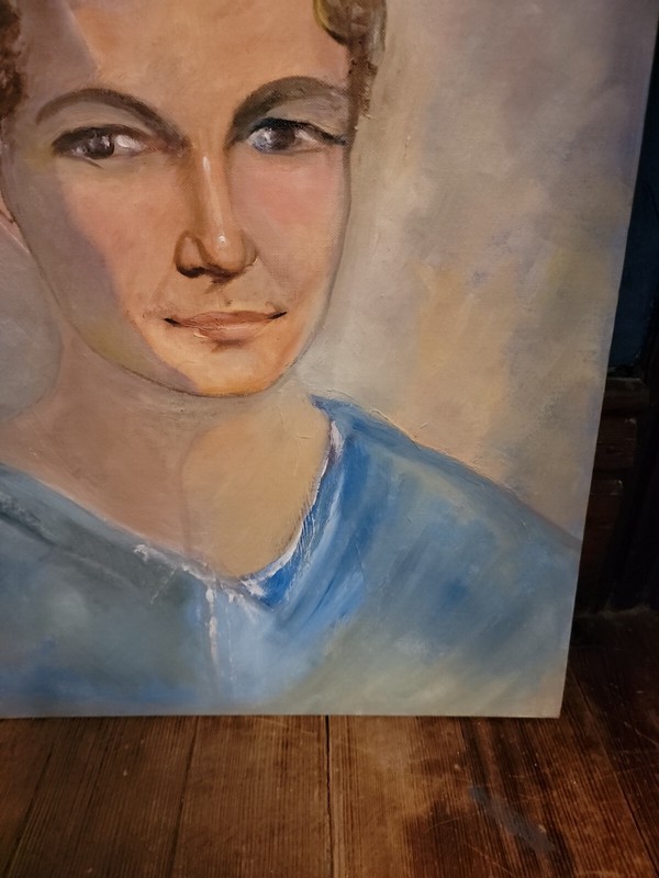 ISABEL GOLDBERG PORTRAIT OG OIL PAINTING CANVAS HOOSIER SALON INDIANA VTG 2 gallery