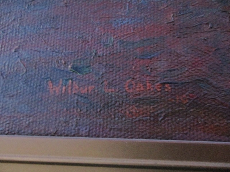 ANTIQUE VINTAGE IMPRESSIONIST OIL PAINTING LANDSCAPE OLD PLEIN AIR WILBUR OAKES gallery