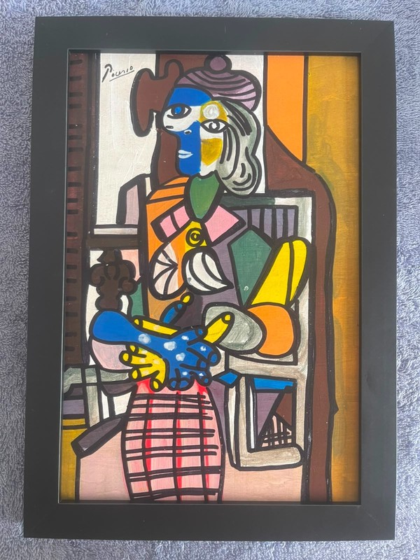 PABLO PICASSO oil painting framed on sealed and signed wood