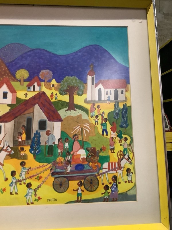 Pueblo Art by Artist Maya In Frame Signed by Artist Width 31.5 In Hieght 22 In gallery