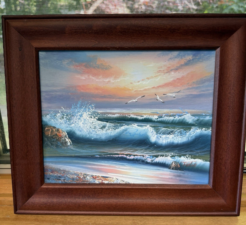 Original Seascape Paintings Matching Set Framed 8x10 Coastal Ocean Signed Taylor gallery