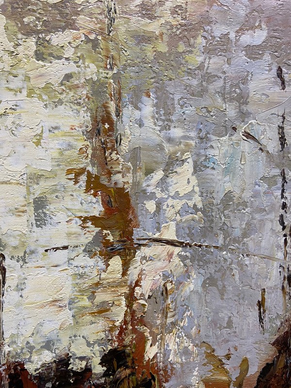 Hungryartist - red&brown theme abstrat original oil painting on canvas 24x36 gallery