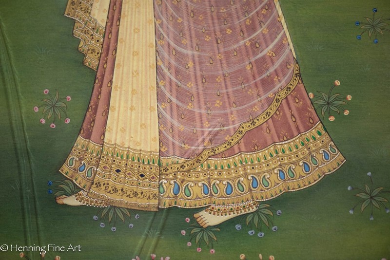 Beautiful Indian Moghul Empire Harem Painting Female in Floral Landscape Fine 3 gallery