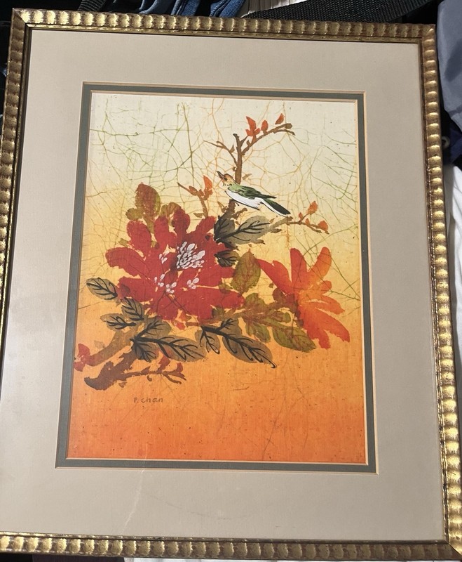 Batik On Silk Painting Signed By Artist P. Chan