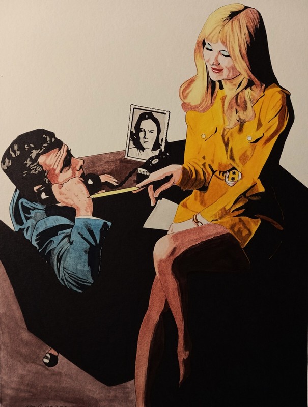 Original art – WORKING LATE- 2025 film noir, pulp illustration – GREG CLARK ART