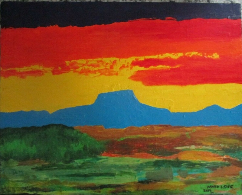 «Pedernal From Ghost Ranch» (NM) by Ward Love, Acrylic Painting – FREE SHIPPING!