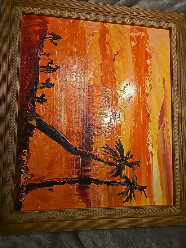 Morris Katz Original Painting 24.5 X 28.5 Framed 1989 Desert Oasis gallery