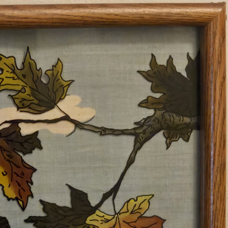 1988 Framed Folk Art Reverse Owls Painting on Glass Signed Beckwith 15"×12" gallery