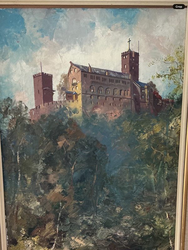 Wartburg oil painting, 15” x 22”. Luther translated Bible, now a UNESCO site
